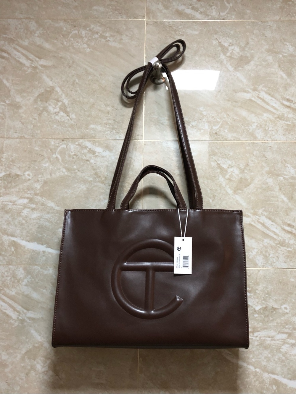 NWT Telfar Brown Medium Shopping Shoulder Bag Chocolate Tablet Handbag Tote M